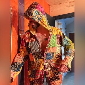 Vini Festival Boho Colorful Patchwork Hooded Jacket Unisex